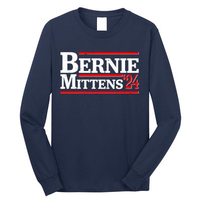 Funny Vote Bernie & Mittens 2024 Logo Long Sleeve Shirt