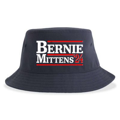 Funny Vote Bernie & Mittens 2024 Logo Sustainable Bucket Hat