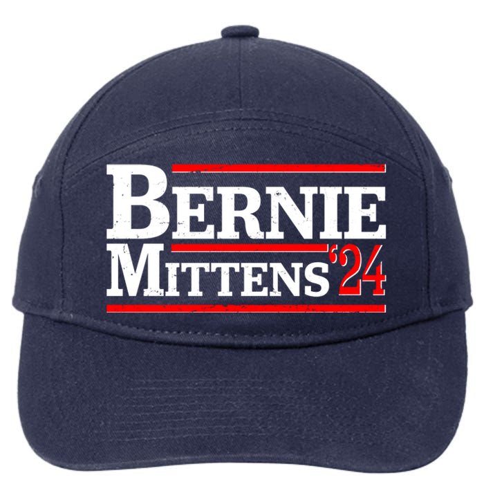 Funny Vote Bernie & Mittens 2024 Logo 7-Panel Snapback Hat