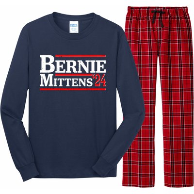 Funny Vote Bernie & Mittens 2024 Logo Long Sleeve Pajama Set