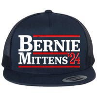 Funny Vote Bernie & Mittens 2024 Logo Flat Bill Trucker Hat