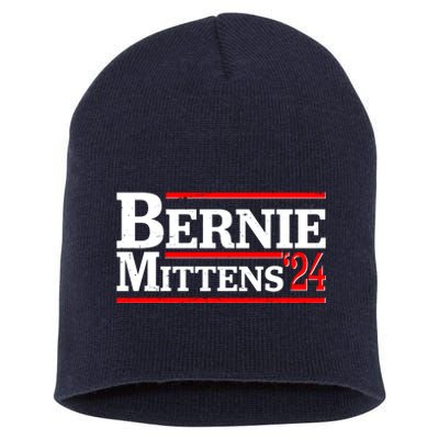 Funny Vote Bernie & Mittens 2024 Logo Short Acrylic Beanie