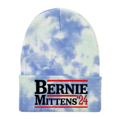 Funny Vote Bernie & Mittens 2024 Logo Tie Dye 12in Knit Beanie