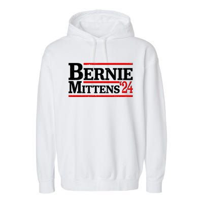 Funny Vote Bernie & Mittens 2024 Logo Garment-Dyed Fleece Hoodie