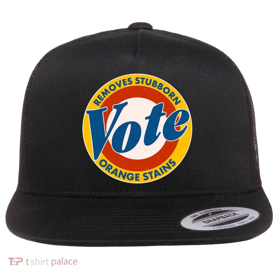 Funny VOTE Removes Stubborn Orange Stains Flatbill Hat