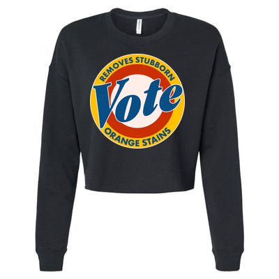Funny VOTE Removes Stubborn Orange Stains Cropped Pullover Crew