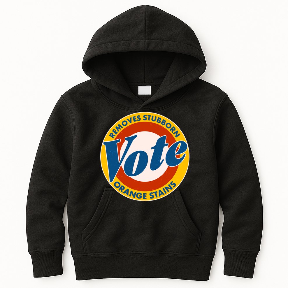 Funny VOTE Removes Stubborn Orange Stains Kids Hoodie