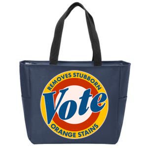 Funny VOTE Removes Stubborn Orange Stains Zip Tote Bag