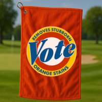Funny VOTE Removes Stubborn Orange Stains Golf Towel