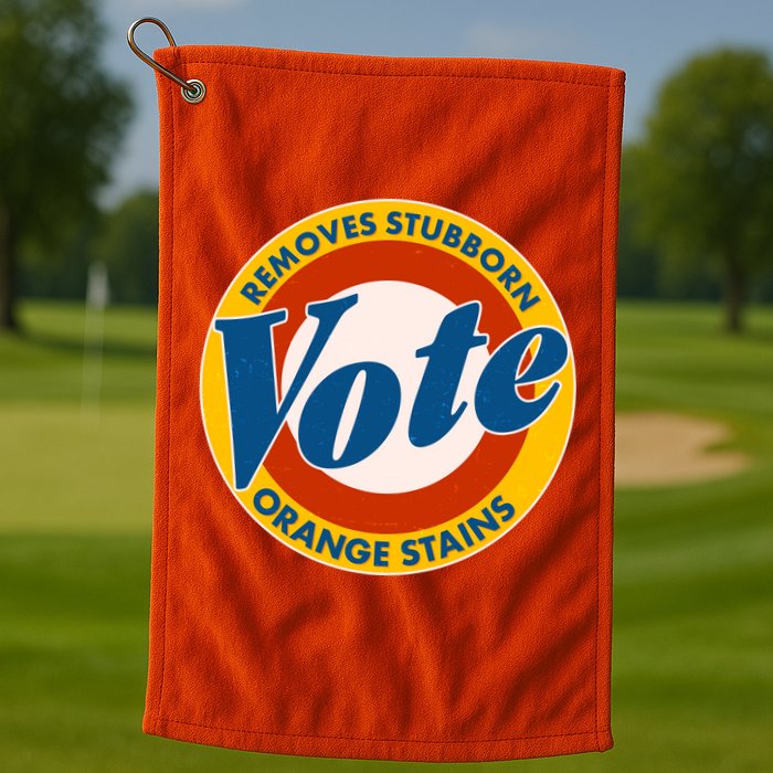 Funny VOTE Removes Stubborn Orange Stains Golf Towel