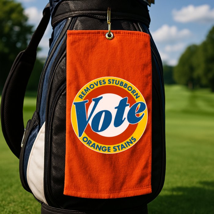Funny VOTE Removes Stubborn Orange Stains Golf Towel