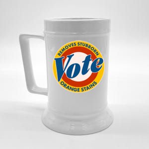 Funny VOTE Removes Stubborn Orange Stains Beer Stein