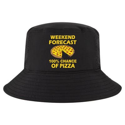 Funny Weekend Forecast 100 Percent Chance Of Pizza Cool Comfort Performance Bucket Hat