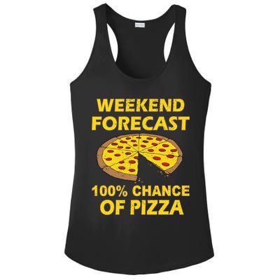 Funny Weekend Forecast 100 Percent Chance Of Pizza Ladies PosiCharge Competitor Racerback Tank