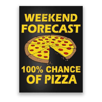 Funny Weekend Forecast 100 Percent Chance Of Pizza Poster