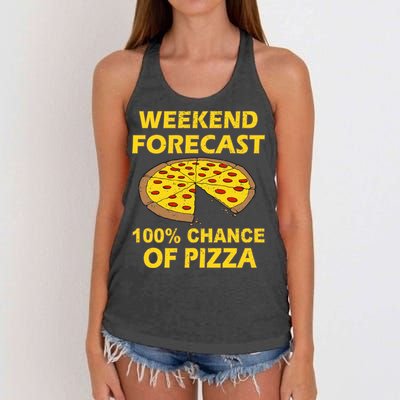 Funny Weekend Forecast 100 Percent Chance Of Pizza Women's Knotted Racerback Tank