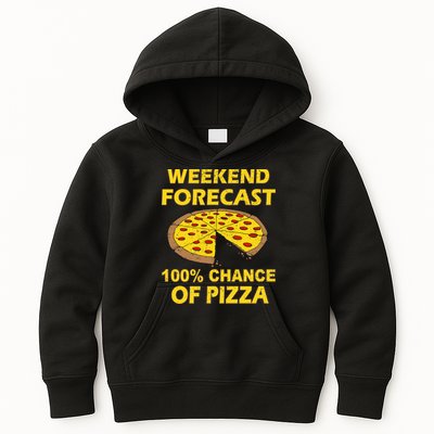 Funny Weekend Forecast 100 Percent Chance Of Pizza Kids Hoodie