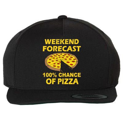 Funny Weekend Forecast 100 Percent Chance Of Pizza Wool Snapback Cap