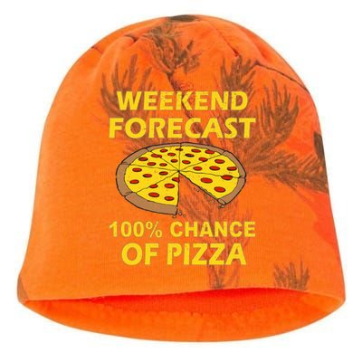 Funny Weekend Forecast 100 Percent Chance Of Pizza Kati - Camo Knit Beanie