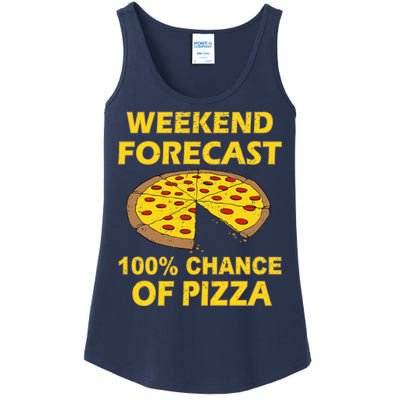 Funny Weekend Forecast 100 Percent Chance Of Pizza Ladies Essential Tank