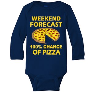 Funny Weekend Forecast 100 Percent Chance Of Pizza Baby Long Sleeve Bodysuit