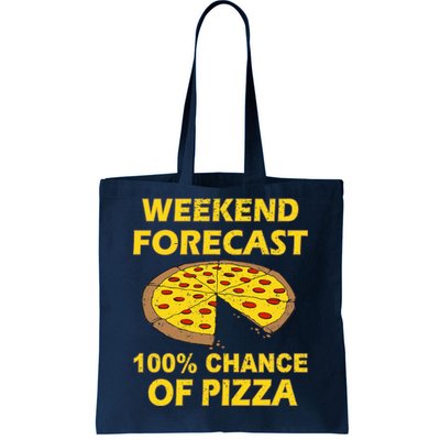 Funny Weekend Forecast 100 Percent Chance Of Pizza Tote Bag