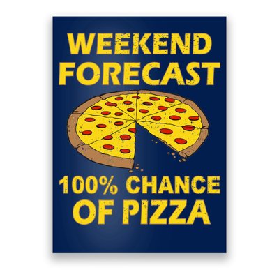 Funny Weekend Forecast 100 Percent Chance Of Pizza Poster