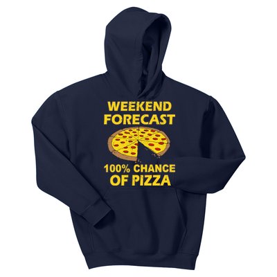 Funny Weekend Forecast 100 Percent Chance Of Pizza Kids Hoodie