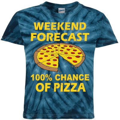 Funny Weekend Forecast 100 Percent Chance Of Pizza Kids Tie-Dye T-Shirt