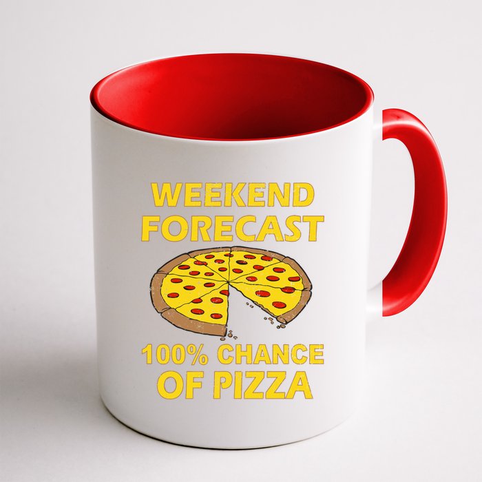 Funny Weekend Forecast 100 Percent Chance Of Pizza Coffee Mug