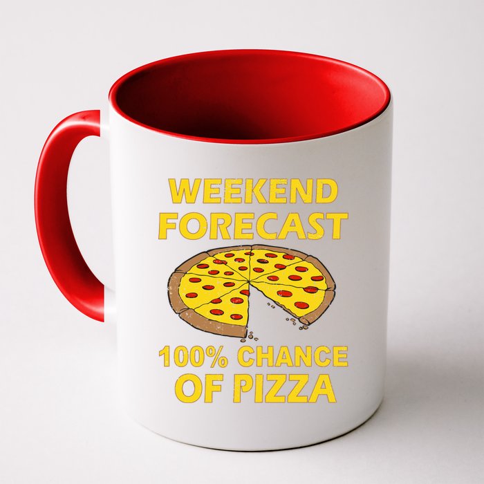 Funny Weekend Forecast 100 Percent Chance Of Pizza Coffee Mug