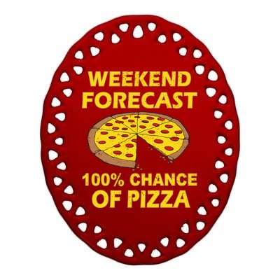 Funny Weekend Forecast 100 Percent Chance Of Pizza Ceramic Oval Ornament