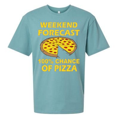 Funny Weekend Forecast 100 Percent Chance Of Pizza Sueded Cloud Jersey T-Shirt