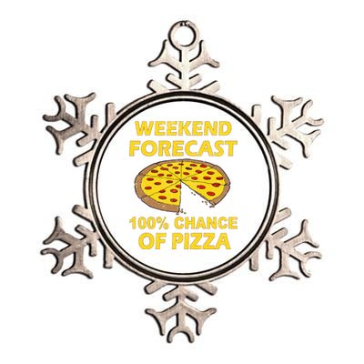 Funny Weekend Forecast 100 Percent Chance Of Pizza Metallic Star Ornament