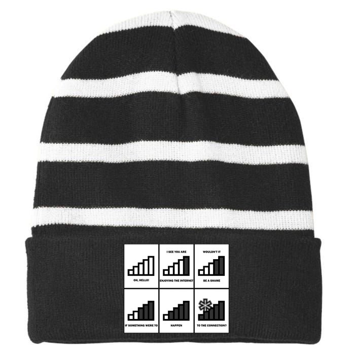 Funny WiFi Striped Beanie with Solid Band