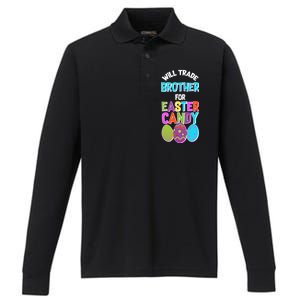 Funny Will Trade Brother For Easter Candy Performance Long Sleeve Polo