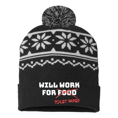 Funny Will Work For Toilet Paper USA-Made Snowflake Beanie