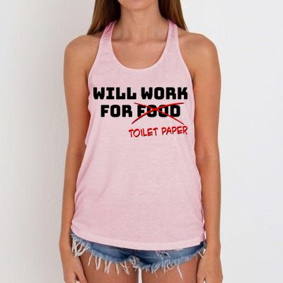 Funny Will Work For Toilet Paper Women's Knotted Racerback Tank