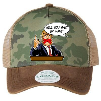 Funny Will You Shut Up Man Biden vs Trump Debate Comic Legacy Tie Dye Trucker Hat