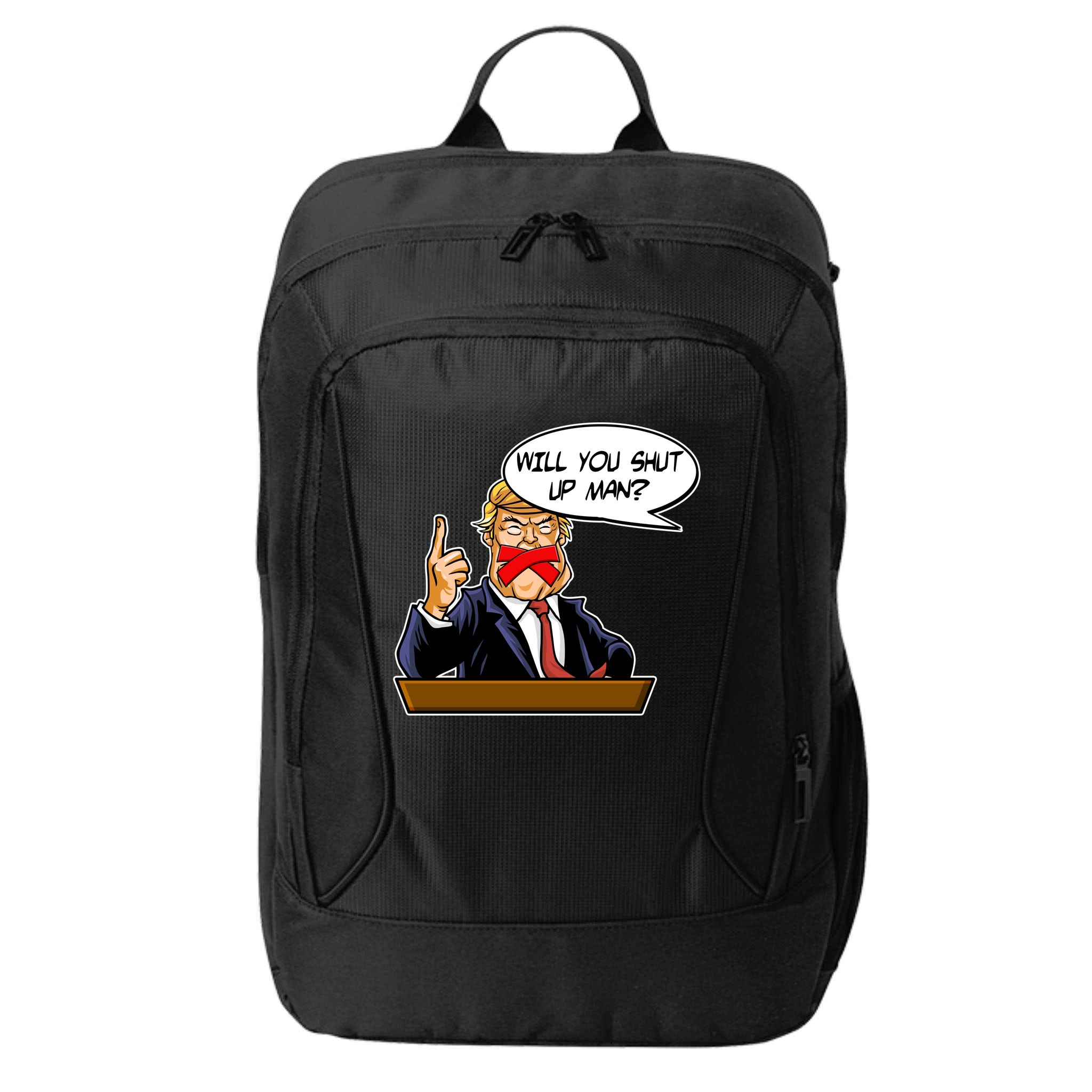 Funny Will You Shut Up Man Biden vs Trump Debate Comic City Backpack