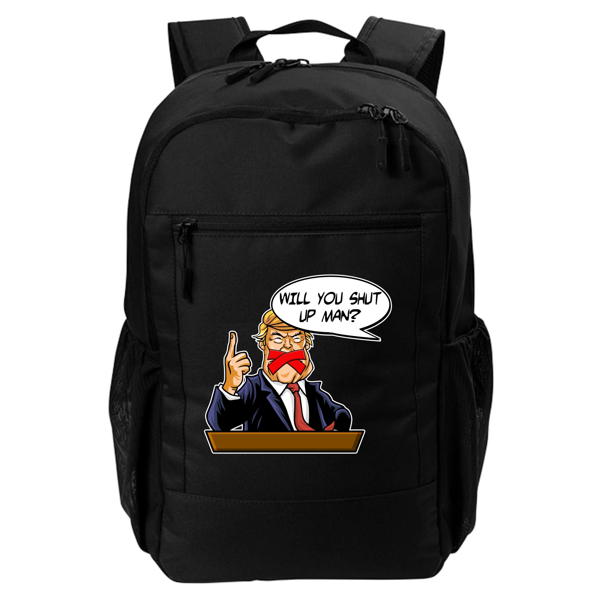 Funny Will You Shut Up Man Biden vs Trump Debate Comic Backpack
