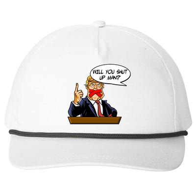 Funny Will You Shut Up Man Biden vs Trump Debate Comic Snapback Five-Panel Rope Hat