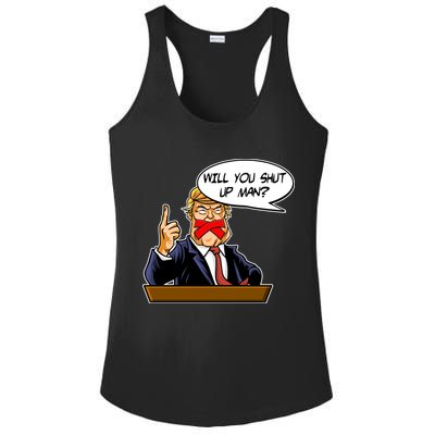 Funny Will You Shut Up Man Biden vs Trump Debate Comic Ladies PosiCharge Competitor Racerback Tank