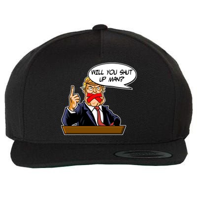 Funny Will You Shut Up Man Biden vs Trump Debate Comic Wool Snapback Cap