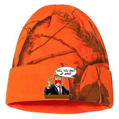 Funny Will You Shut Up Man Biden vs Trump Debate Comic Kati Licensed 12" Camo Beanie