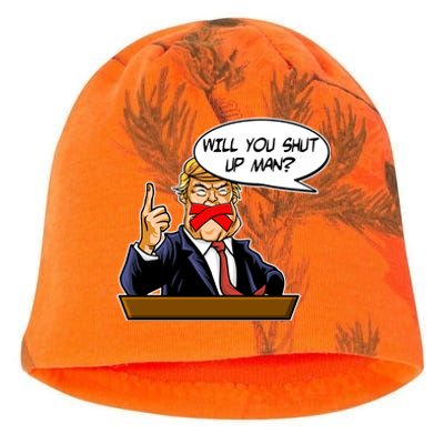 Funny Will You Shut Up Man Biden vs Trump Debate Comic Kati - Camo Knit Beanie