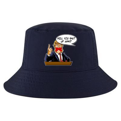 Funny Will You Shut Up Man Biden vs Trump Debate Comic Cool Comfort Performance Bucket Hat