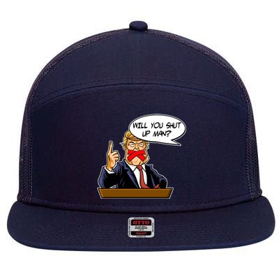 Funny Will You Shut Up Man Biden vs Trump Debate Comic 7 Panel Mesh Trucker Snapback Hat