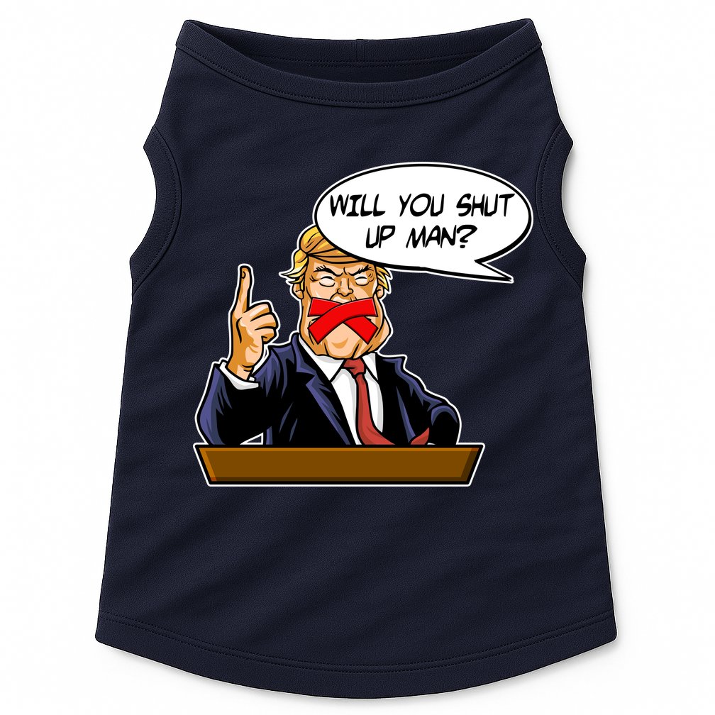 Funny Will You Shut Up Man Biden vs Trump Debate Comic Doggie Tank
