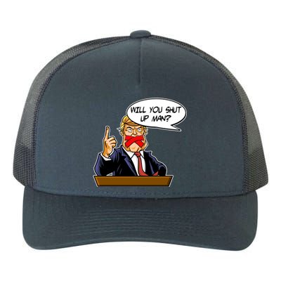 Funny Will You Shut Up Man Biden vs Trump Debate Comic Yupoong Adult 5-Panel Trucker Hat